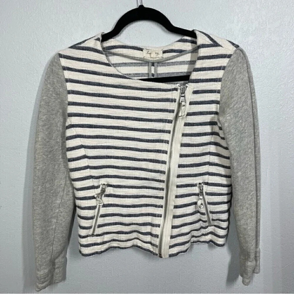Lou & Grey cotton moto jacket asymmetrical zip  size small - Picture 3 of 9